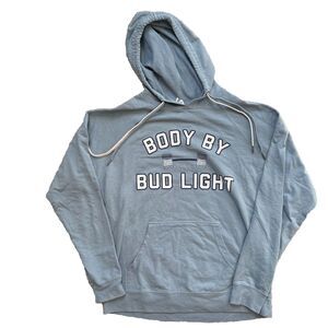 Independent Trading Company Hoodie Body By Bud Light Men Large Blue